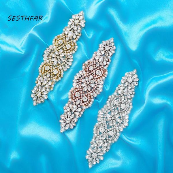 

wedding sashes crystal belt rhinestone appliques iron on diy party dresses f103, White