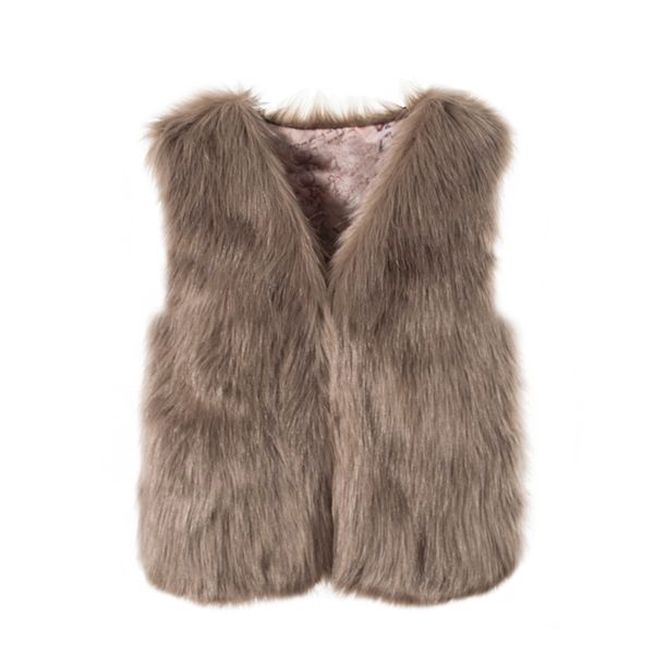 

women faux fur coat autumn winter fashion waistcoat vest pink white short women fur gilet fourrure veste femme, Black