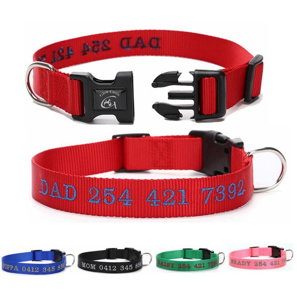 

Personalized Dog Collars Custom Embroidered With Pet Name And Phone Number For Boy Girl Dogs Fashion Pets Supplies 4 Adjustable Sizes