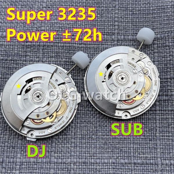 Kit di strumenti di riparazione 2021 Ultimi modelli Cinese Super 3235 Movimento meccanico automatico Blu Balance Wheel 41mm SUB/DJ VS Factory 72h