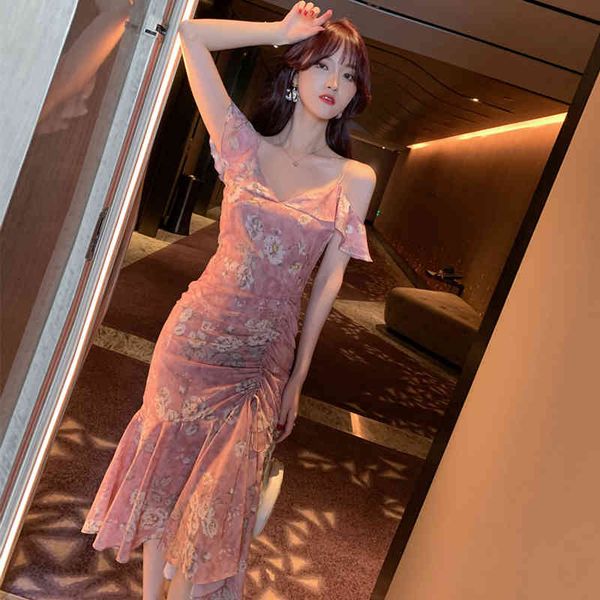 

dress arrival fashion up as elegant ladies'party summer off sweet pink temperament mermaid, Black;gray