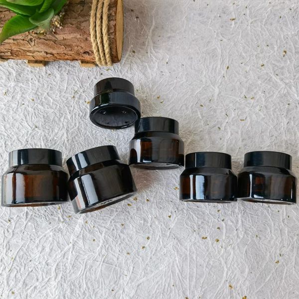 

storage bottles & jars 5pcs 15g/30g/50g empty amber green blue black glass refillable makeup jar pot travel face cream lotion vials cosmetic