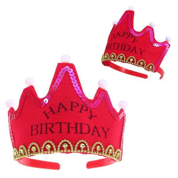 

party hats led light birthday crown king caps for kids ) - red color