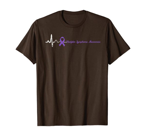 

heart beat violet ribbon hodgkin lymphoma awaress t-shirt, White;black