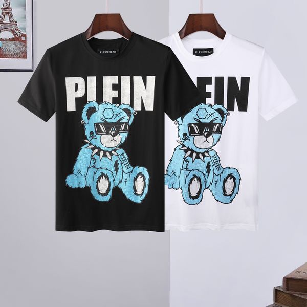 

plein bear t shirt mens designer tshirts rhinestone skull men t-shirts classical hip hop streetwear tshirt casual tees pb 16131, White;black