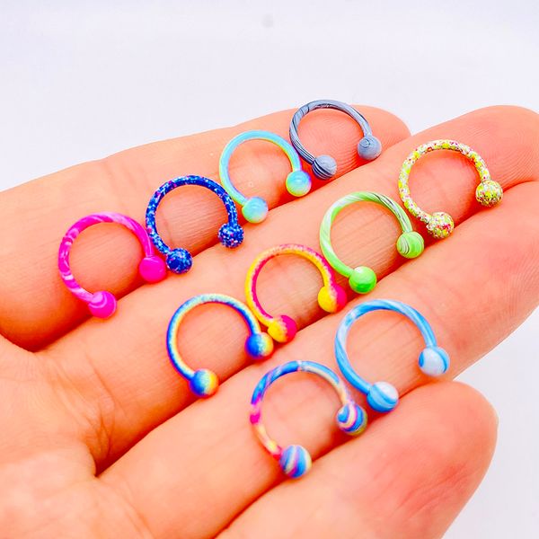 Moda Cor Misturada 8mm Aço Inoxidável Nariz Anéis Lábios Unha Corpo Clip Hoop Feminino Piercing no Septo Jóias Presente de Festa