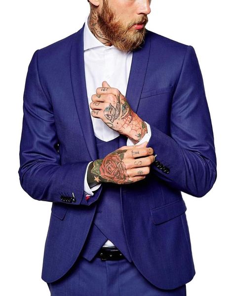 

mens suits slim fit royal blue/white lapel 3 pieces business groom jacket tuxedos for wedding prom evening(blazer+vest+pants) men's & b, White;black