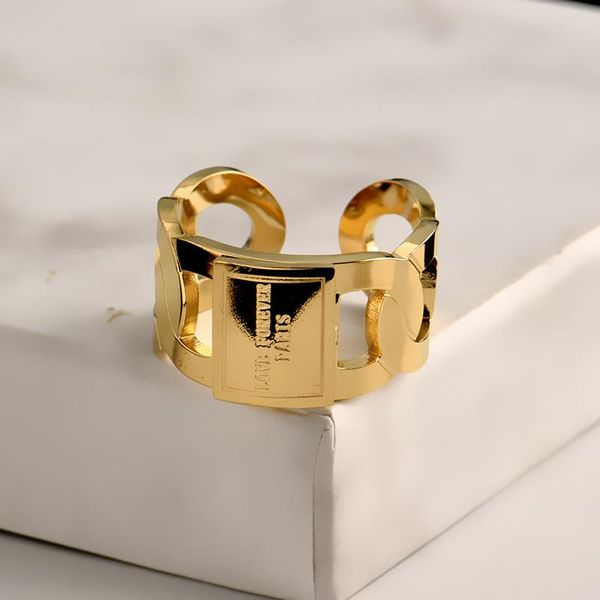 

wedding rings 316l stainless steel open wide version hollow out ring cold wind fashion personality exaggerated small crowd design ins, Slivery;golden