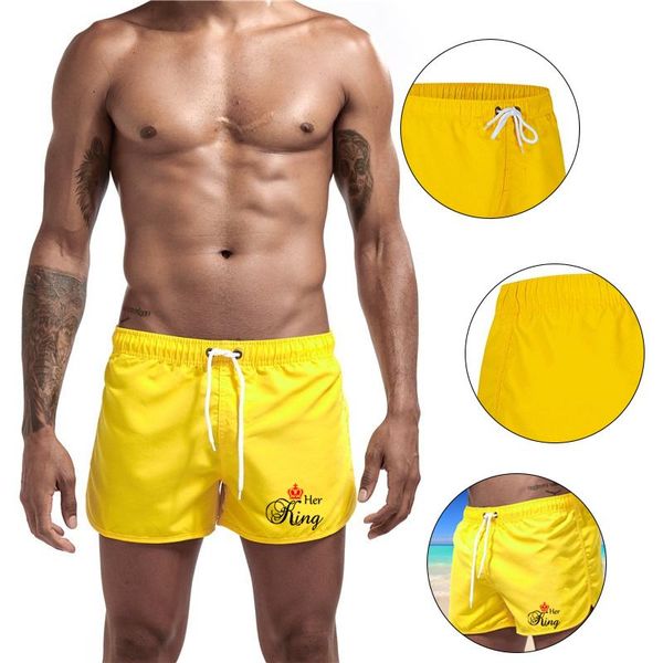 

men's shorts bikinis secret teens her king printed casual short pants mens sport fitness quick dry swimwear beach, White;black