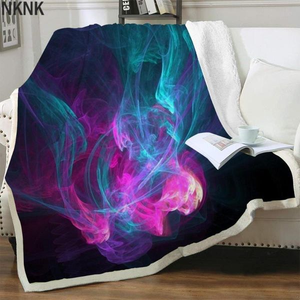 

blankets nknk brank abstract colorful bedspread for bed smoke bedding throw harajuku 3d print sherpa blanket animal premium
