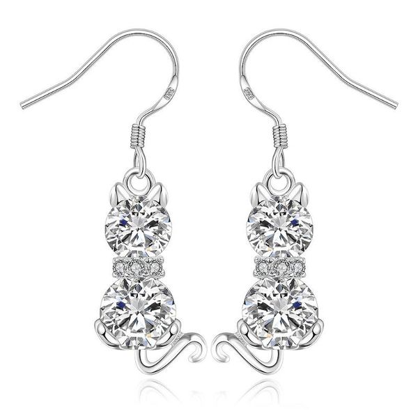 

korean fashion piercing silver 925 hoop stud dangle hanging earrings for women teens 2021 trend jewelry ear cuffs cat & chandelier