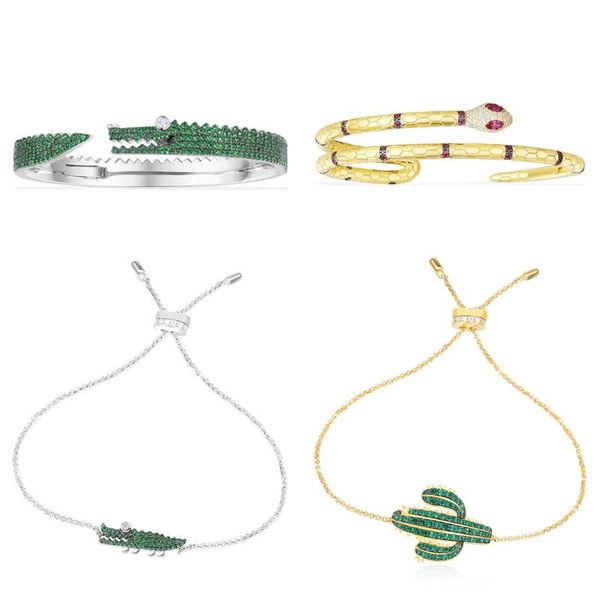 

kakany fashionable original 1: 1 crocodile, serpentine cactus bracelet, women's jeweled en engraved logo, Golden;silver