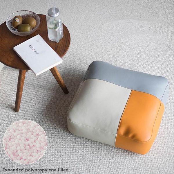 Almofada/travesseiro decorativo 4 estilos simulação quadrada couro futon epp epp piso chão mobiliário de assento de assento pouf arremesso decoração de casa tat tat