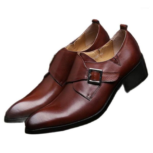 

men's pointed-toe leather shoes, british fashion buckles, european-style formal suit shoes dress1, Black