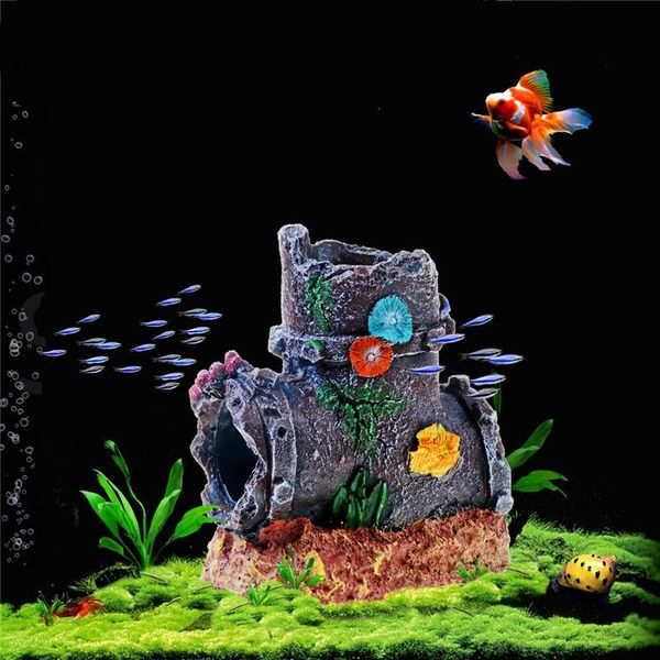 

saim aquarium decoration cave fish tank artificial resin ornament shrimp hashing house landscaping decorations