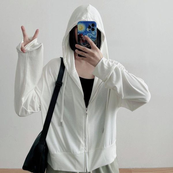 

running jackets women jacket thin sunscreen cardigan autumn 2021 korean loose solid color zipper slimming short all-match trendy soft coats, Black;red