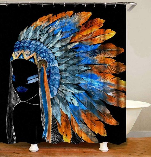 

watercolor art shower curtain hd colorful ethnic psychedelic girl jellyfish boho shower curtain for bathroom-color_xl
