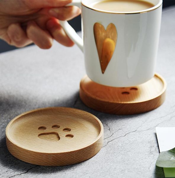 

table runner cute simple cat wood drink pad lovely coffee cup mat tea dining soft placemats decoration accessories