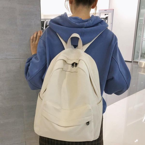 Backpack Fashion Bookbag Cotton Women for Teenagers Girl College Men Black School Bag Student