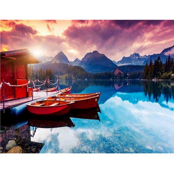

oil painting by numbers kits for adults boat on river landscape picture number handpainted 40x50cm acrylic pain paintings