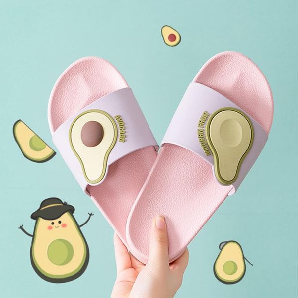 

slippers women's non slip men candy color bathroom girls cute flat slides avocado pattern female summer shoes beach casual women, Black