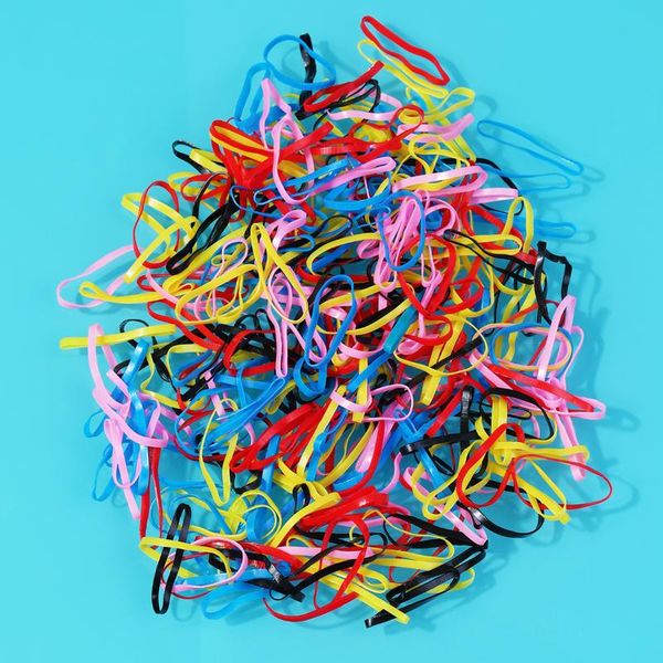 

colorful ponytail holder rubber band hair rope disposable elastic tie suitable for children accessories, Slivery;white