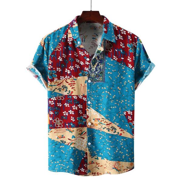 

men's casual shirts beach men summer vacation camisas para hombre coconut tree printed short sleeve button down hawaiian for, White;black