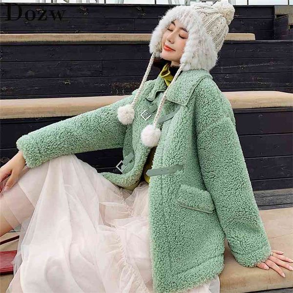

women winter warm faux fur coat fashion teddy lamb jacket casual batwing sleeve bomber parka outwear 210515, Black