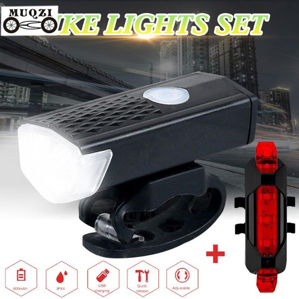 

rechargeable bike light mtb bicycle front back rear taillight cycling safety warning waterproof lamp flashligh lights