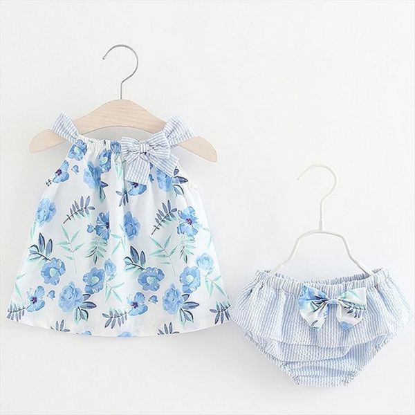 

toddler baby kids girls summer floral sleeveless straps sling crop shorts knickers 2pcs outfits sunsuit clothes set, White
