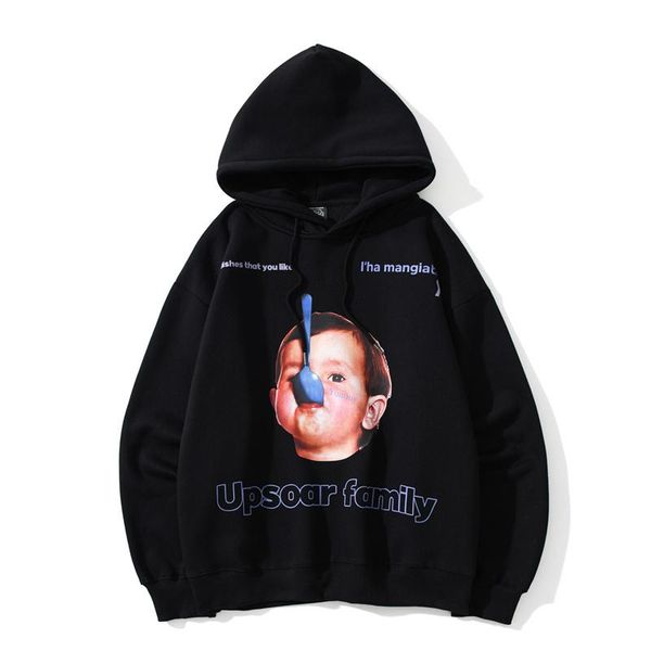 

men's hoodies & sweatshirts cute funny boy print hoodie sweatshirt men hooded baggy casual harajuku college style pullover fashion male, Black