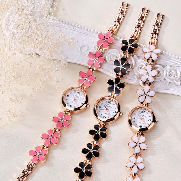 

wristwatches lvpai 2021 simple watch women gold vintage clock bracelet ladies stainless steel with rhinestones, Slivery;brown