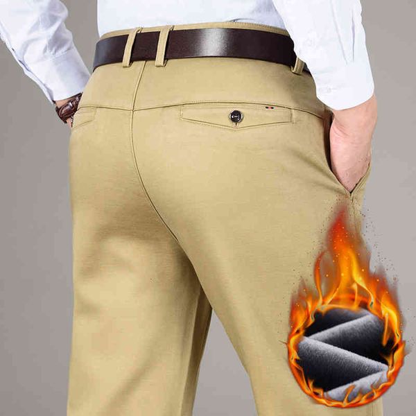 

men's pants calÃ§as casuais de lÃ£ quente, 5 cores inverno masculino estilo clÃ¡ssico moda negÃ³cios reto cÃ¡qui modal calÃ§as grossas mascul, Black