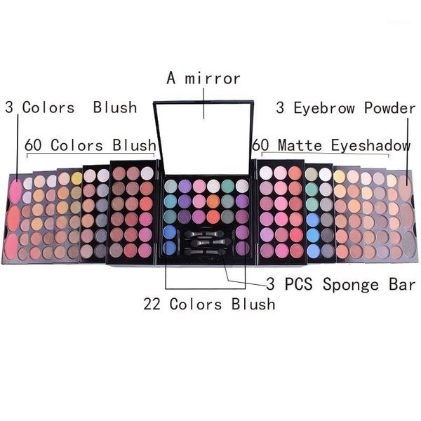 

color makeups palette kit 142 colors eyeshadow pallete blush eyebrow powder set cun 6681