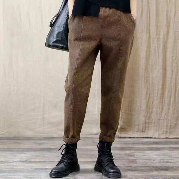 

women's pants & capris spring autumn fashion women elastic waist loose ankle-length all-matched casual cotton solid harem plus size v56, Black;white