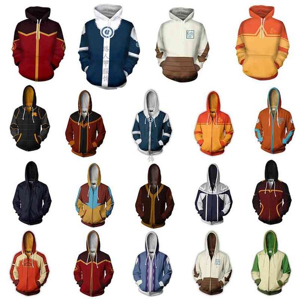 

2021 avatar 3d digital printing game peripheral sweater cosplay cardigan hoodie, Black