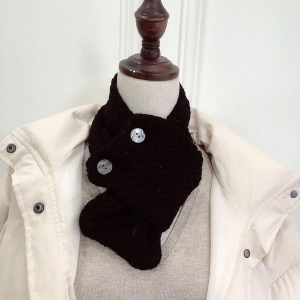

scarves royalmaybe student fashion 100 knit scarf female winter button neck wrap in solid color to keep warm for instagram, Blue;gray