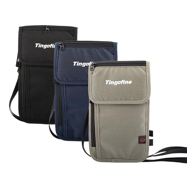 

card holders simple style travel passport package multi-function rfid id bag abroad hanging neck storage accessories, Brown;gray