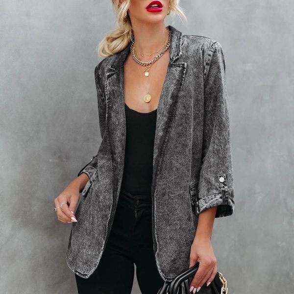 

women's jackets women fashion solid autumn spring casual loose outwear office lady elegant long sleeve button design suit streetwear, Black;brown