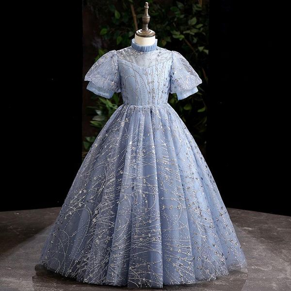 

girl's dresses flower birthday banquet sequins stitching dress elegant wedding white first holy communion loop 2-12y, Red;yellow