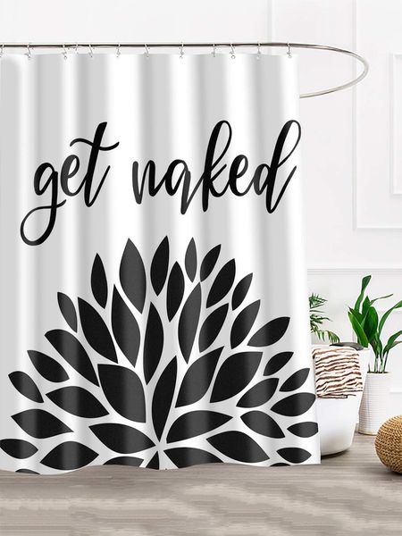 

cyncelia concise dahlia shower curtain funny black font get naked quote on white mordern popular art design machine washable