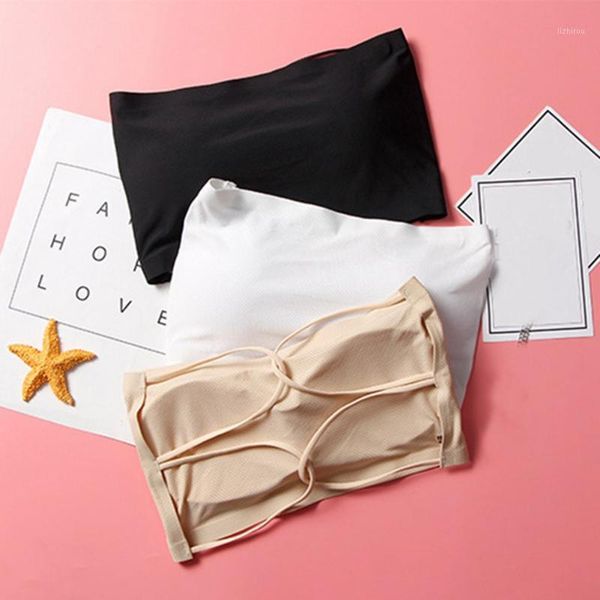 

seamless bottoming wrapped chest solid color breathable tube bustiers & corsets, Black;white