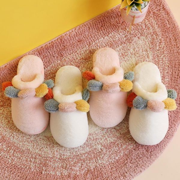 

slippers wool lady cotton winter lovely plush home thick soled indoor warm, Black
