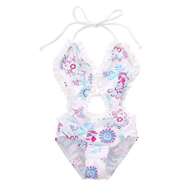 

one-piece suits lovely summer kids baby girls bikinis floral print bandage backless swimsuits beachwear swimming clothes children 1-6t