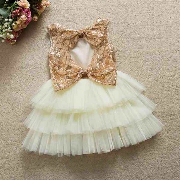 

children's summer new children's bow sequin princess cake shaggy skirt, Red;yellow