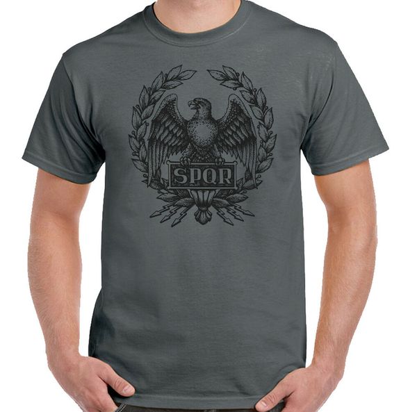 

spqr roman empire standard men t-shirt gym workout gladiator eagle, White;black