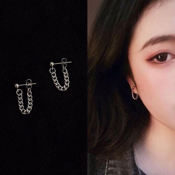 

korean style hollow chain alloy hoop earring for women girls party gifts charms earrings simple jewelry cool statement & huggie, Golden;silver