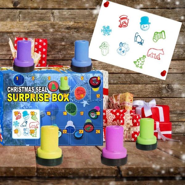 

christmas decorations countdown blind box eco-friendly cartoon pattern paper 24 day stamps surprise for kids