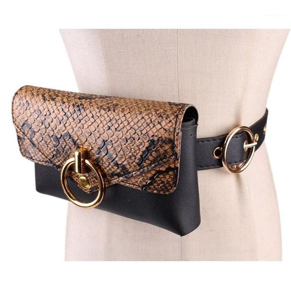 

spepentine print waist bag small belt women round buckle jeans mobile phone tie hand purse bags1
