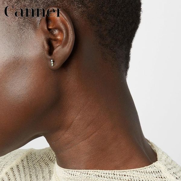 

stud simple ins korean style single row three blue/green zircon 925 sterling silver earrings for women fashion jewelry, Golden;silver